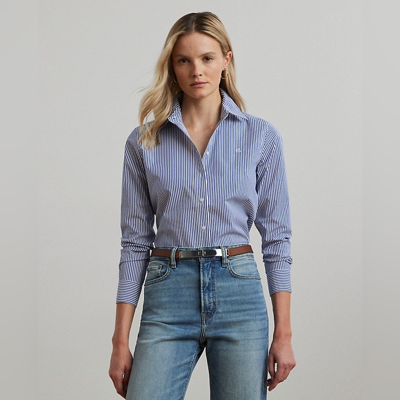 Ralph Lauren Tops - Pink Striped Button-Up Shirt